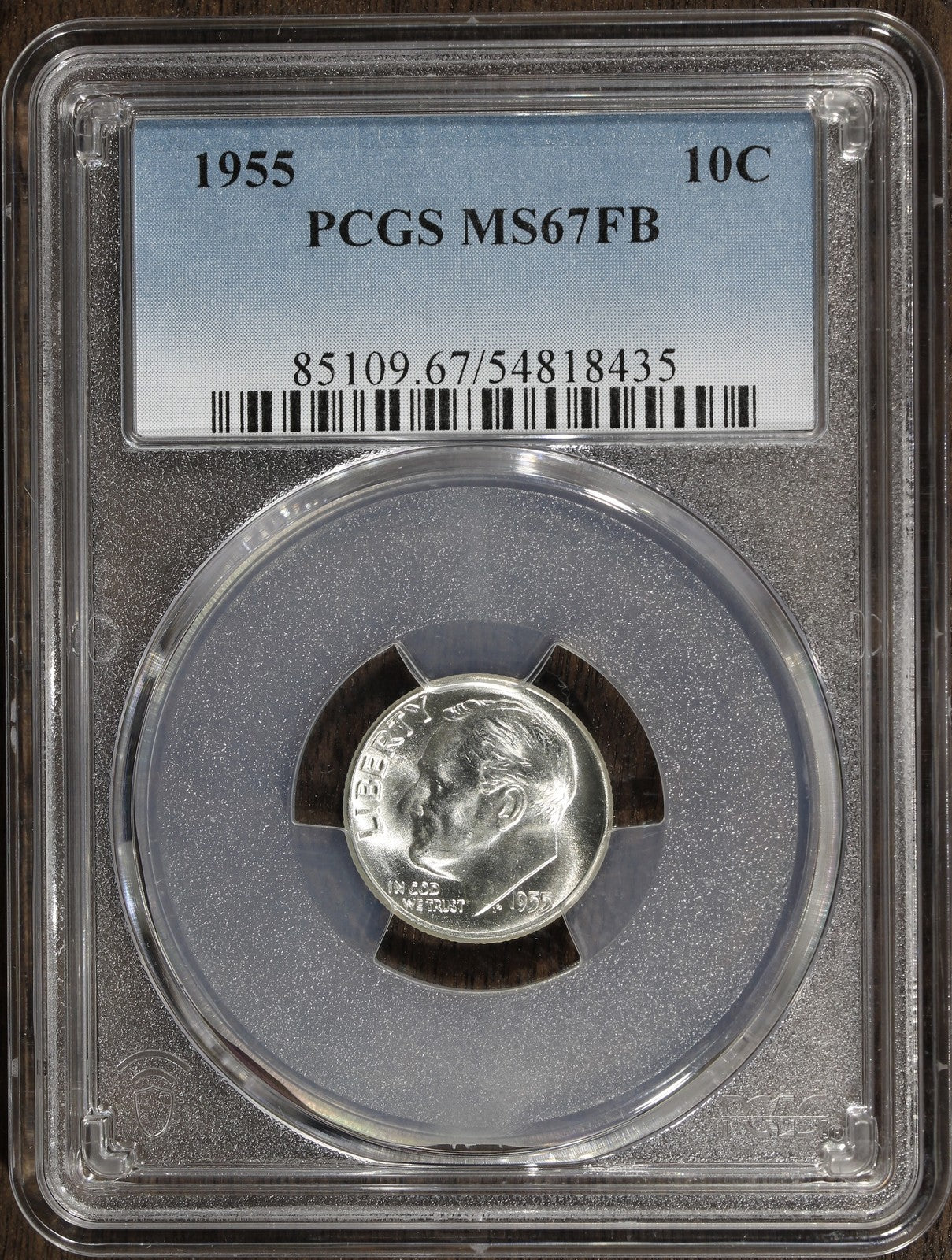 1955 (MS67FB) Roosevelt Silver Dime 10C PCGS - Near Top Pop