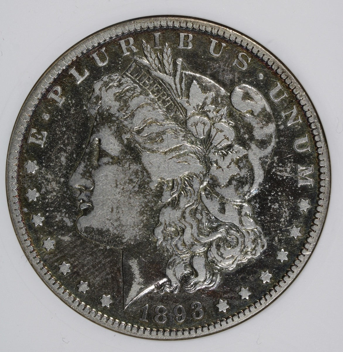 1893-S (VF20) Morgan Silver Dollar $1 ANACS Soapbox - Old Holder, Toned
