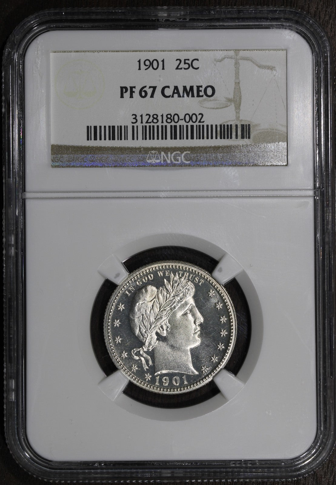 1901 (PF67 CAMEO) Proof Barber Quarter 25C NGC