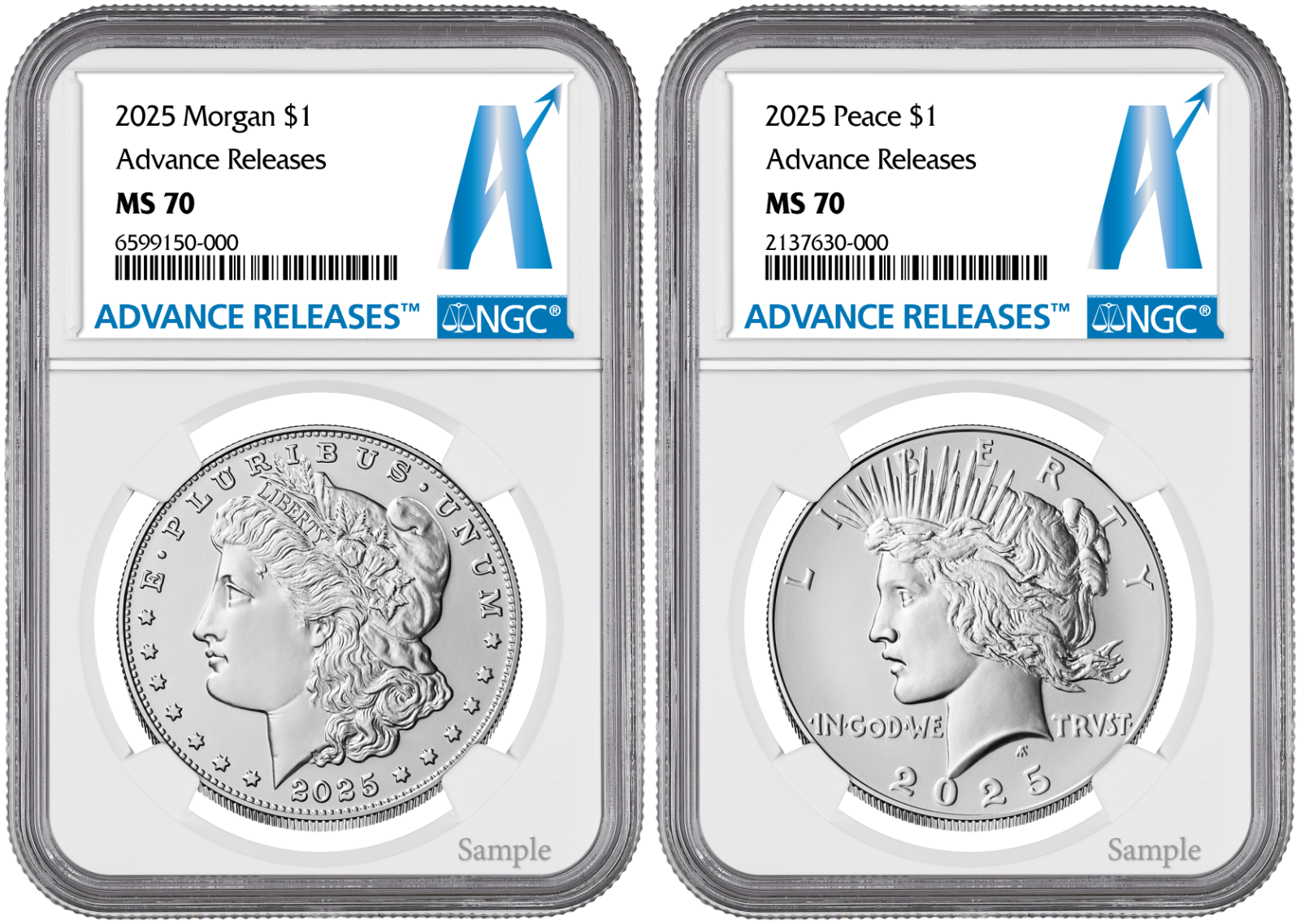 2025-P (MS70) Morgan & Peace Silver Dollar (2 Coin Set) Advanced AR NGC Presale