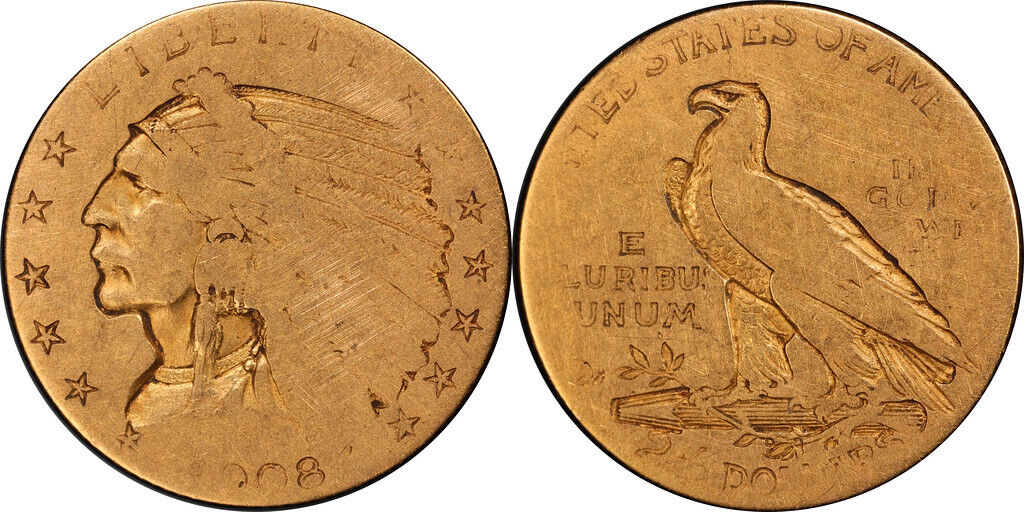 1908 (FR02) Indian Gold $2.50 Quarter Eagle PCGS - Lowball!! Fair 2, almost Poor
