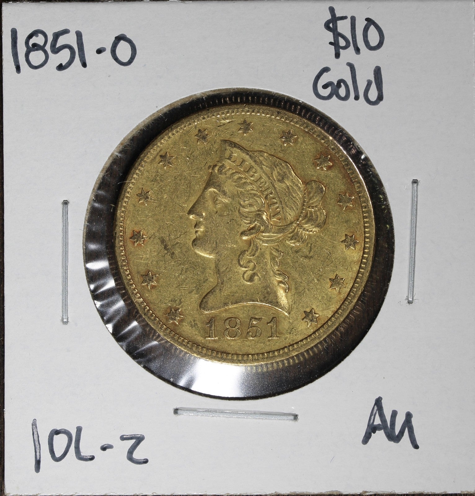 1851-O $10 Gold Liberty Eagle AU - Early New Orleans Mint Eagle