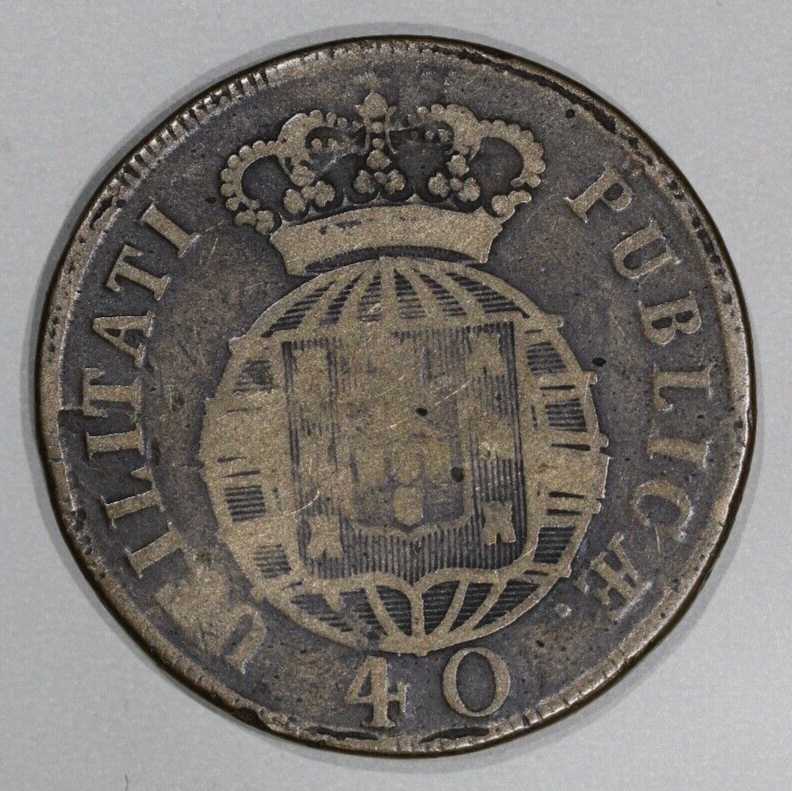 1822 Portugal Pataco 40 Reis Bronze Coin Joao VI