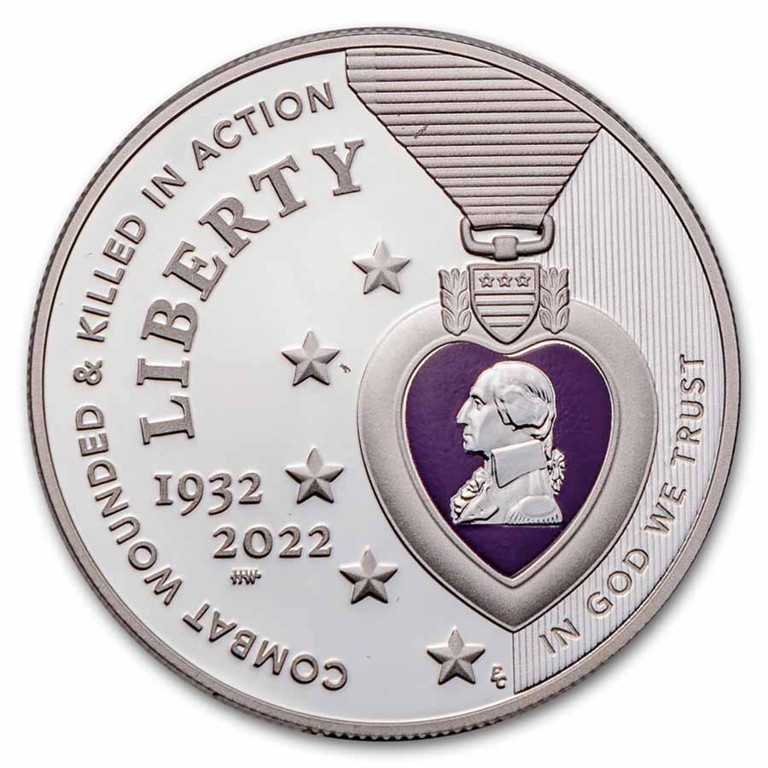 2022-W National Purple Heart Hall of Honor COLORIZED Silver Dollar Coin OGP