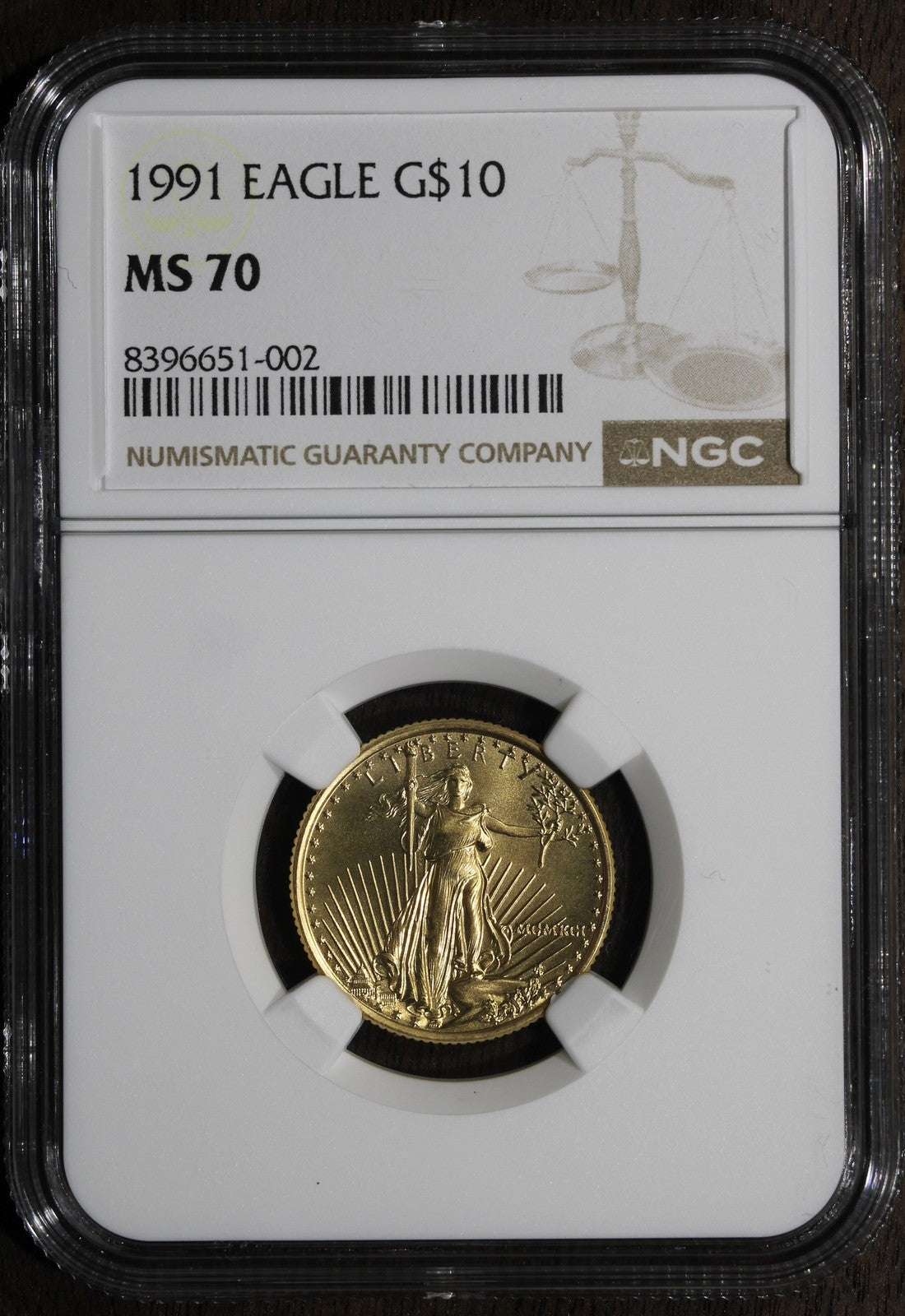 1991 (MS70) 1/4 oz American Gold Eagle $10 NGC - Flawless