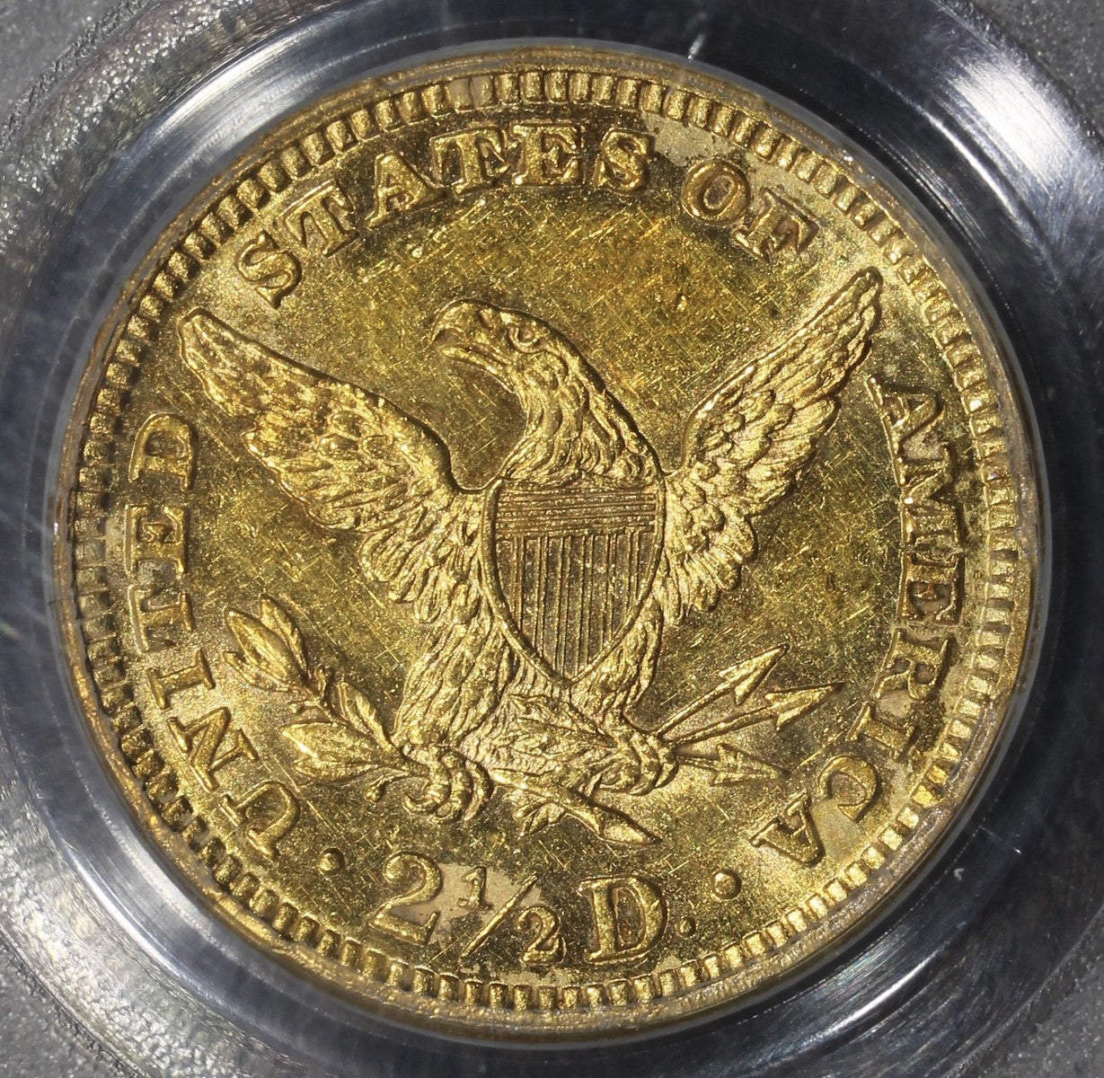 1890 (AU58 CAC) Liberty Head Gold Quarter Eagle $2.50 PCGS OGH