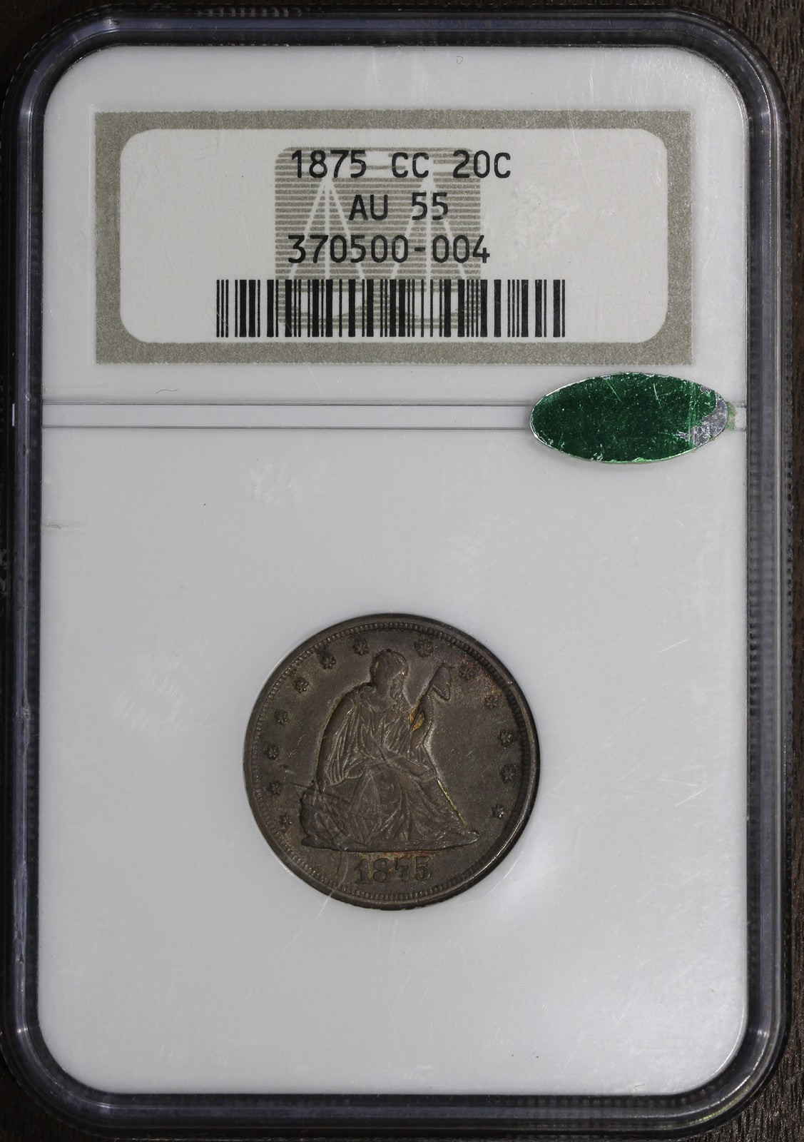 1875-CC (AU55 CAC) Twenty Cent Piece 20C NGC - Carson City