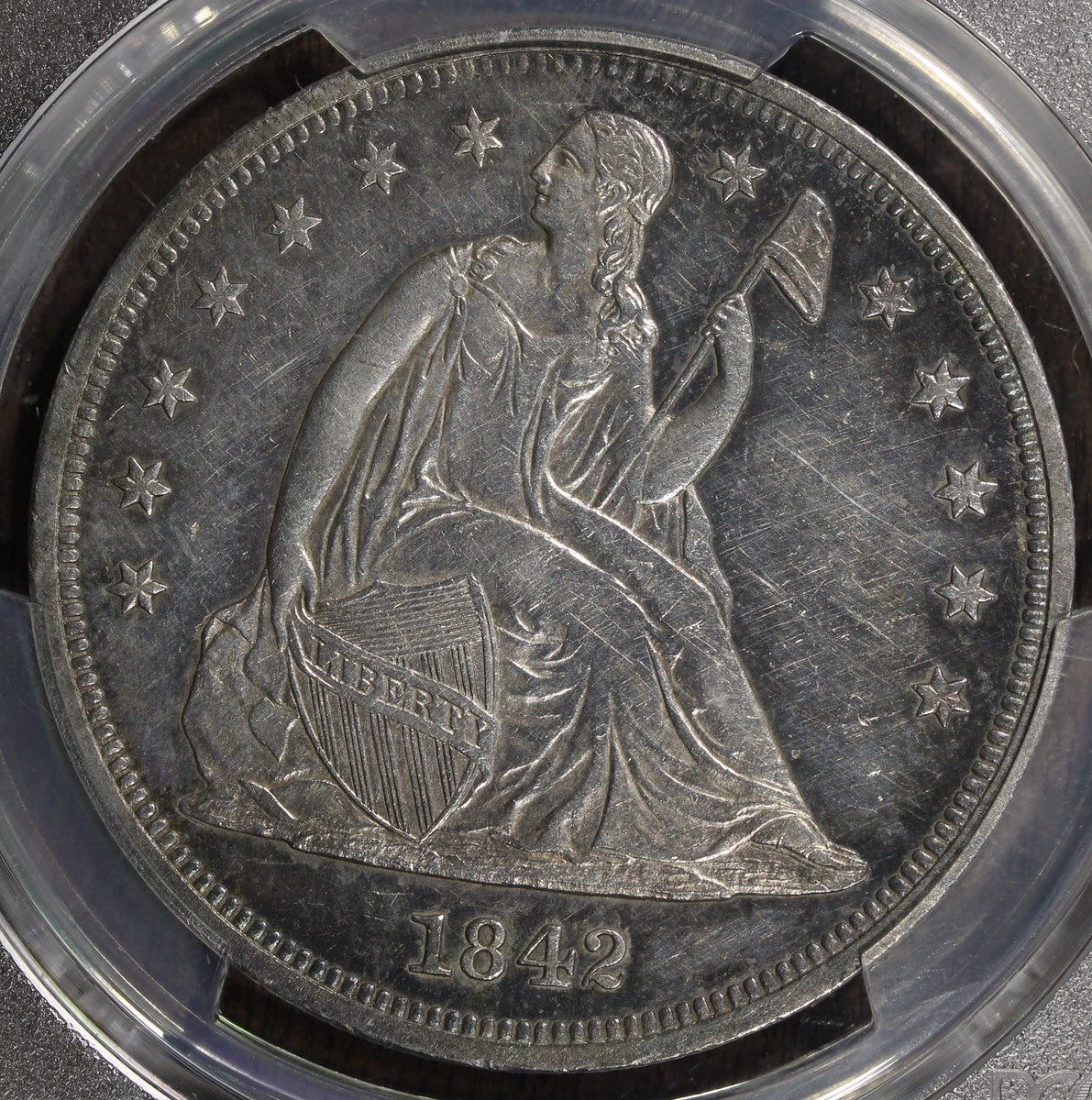 1842 (AU53) Seated Liberty Dollar $1 PCGS - Great Condition