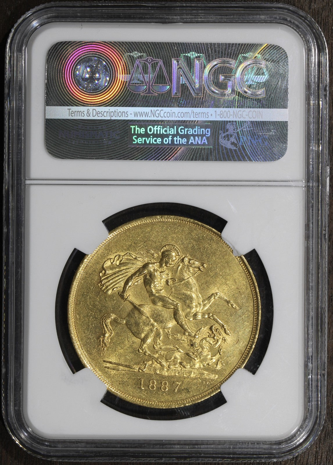 1887 (MS60) Great Britain Gold Five Sovereign 5 Sov NGC