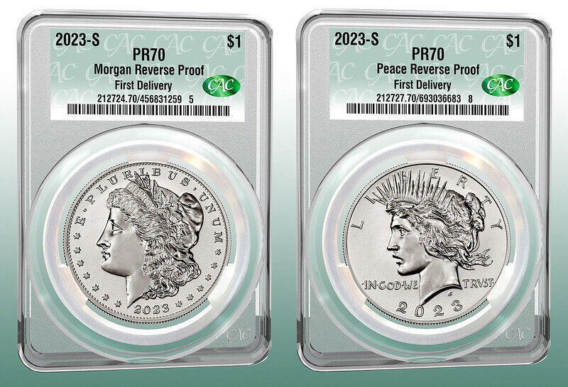2023 (MS/PR 70) 6-Coin Set $1 Morgan & Peace Dollar CAC FD First Delivery