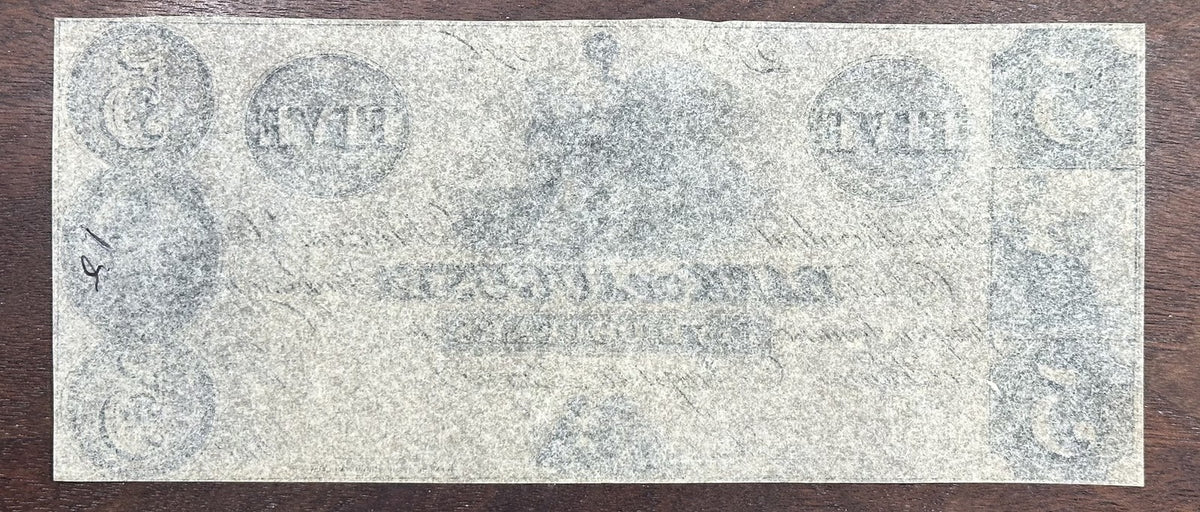 1800's $5 Bank of Augusta Obsolete Bank Note Five Dollars - Remainder