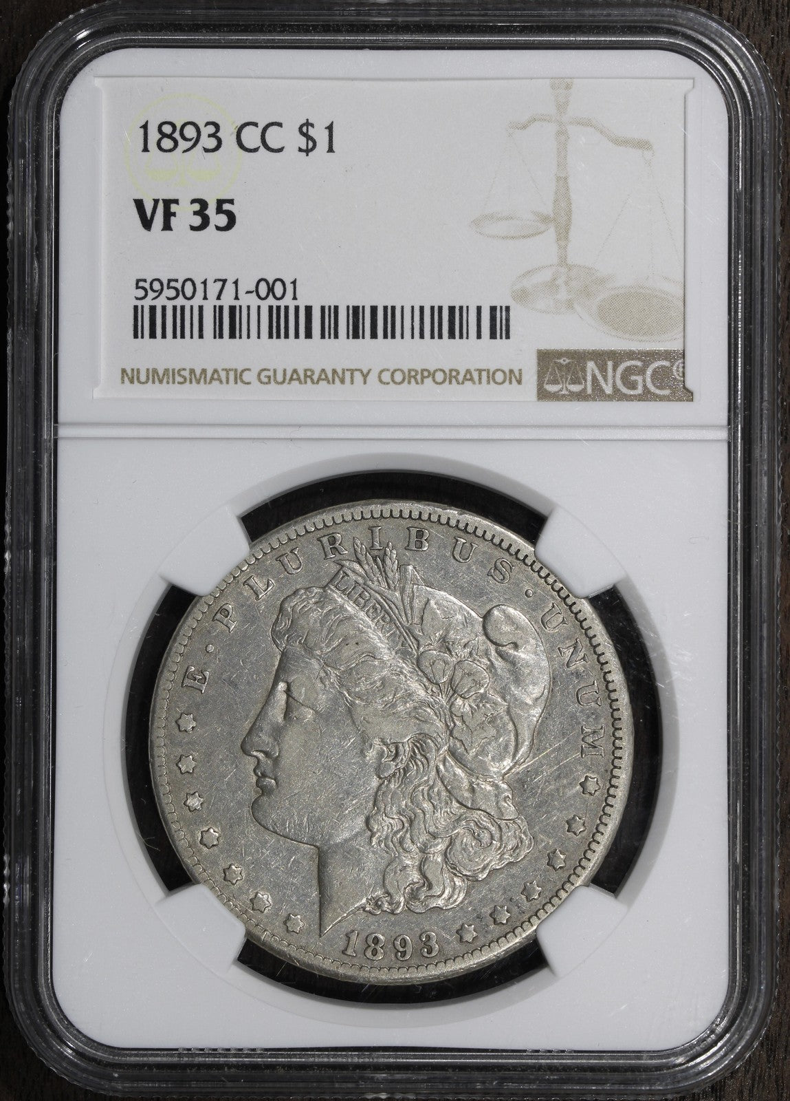 1893-CC (VF35) Morgan Silver Dollar $1 NGC - KEY DATE!