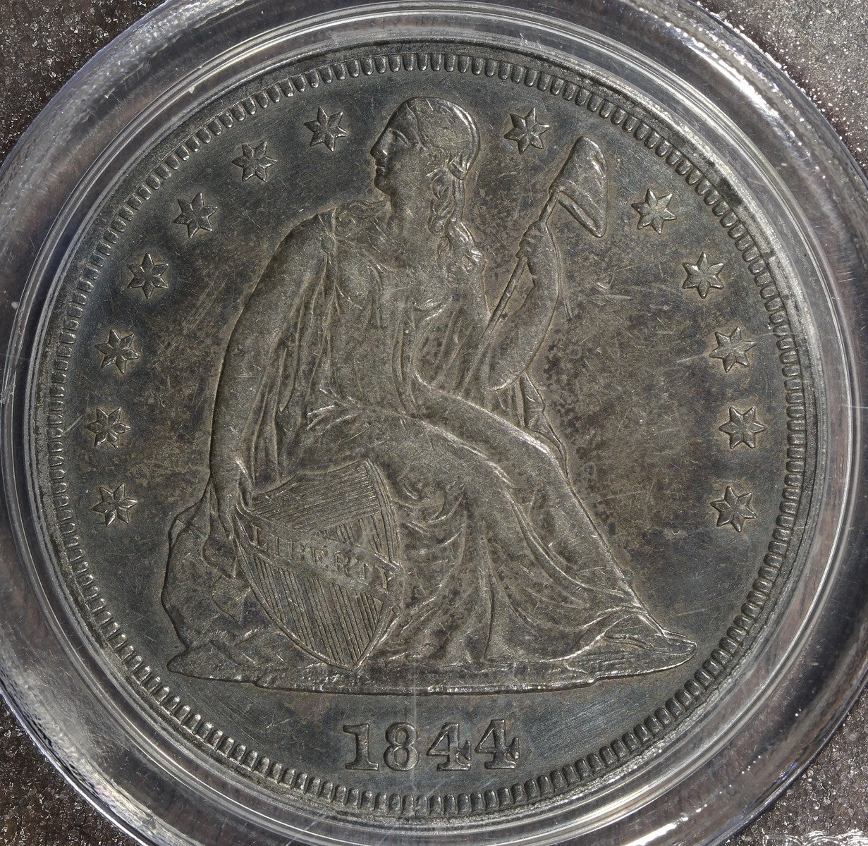 1844 (XF45) Seated Liberty Dollar $1 PCGS - Great Tone