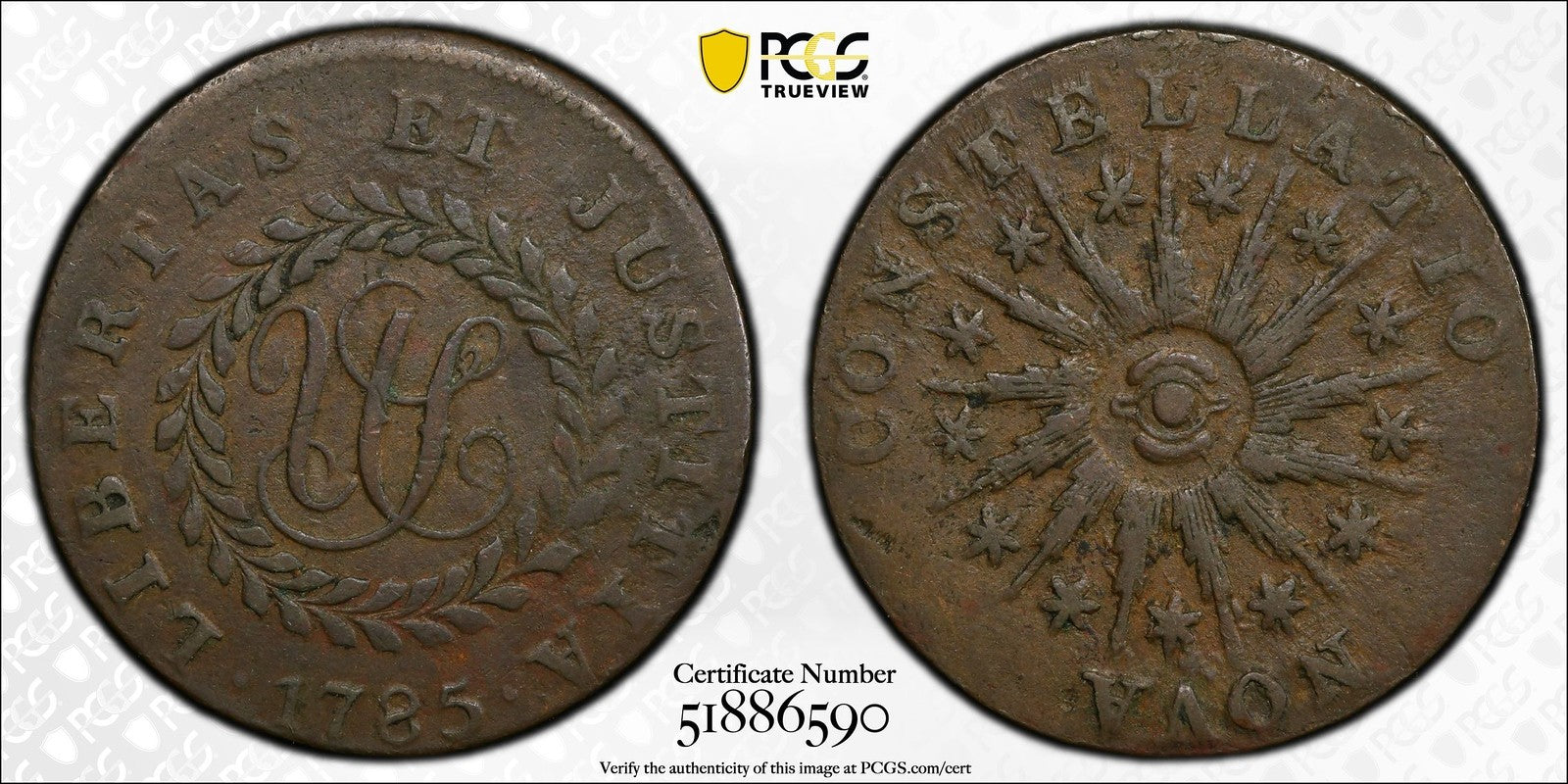 1785 (AU50) Nova Constellatio Pointed Rays Crosby 4-D 1/2P PCGS - Colonial