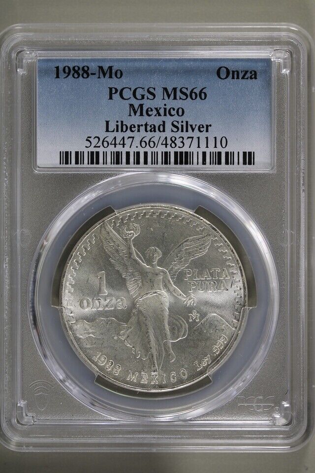 1988-Mo Mexico 1 oz Onza Silver Libertad PCGS MS66