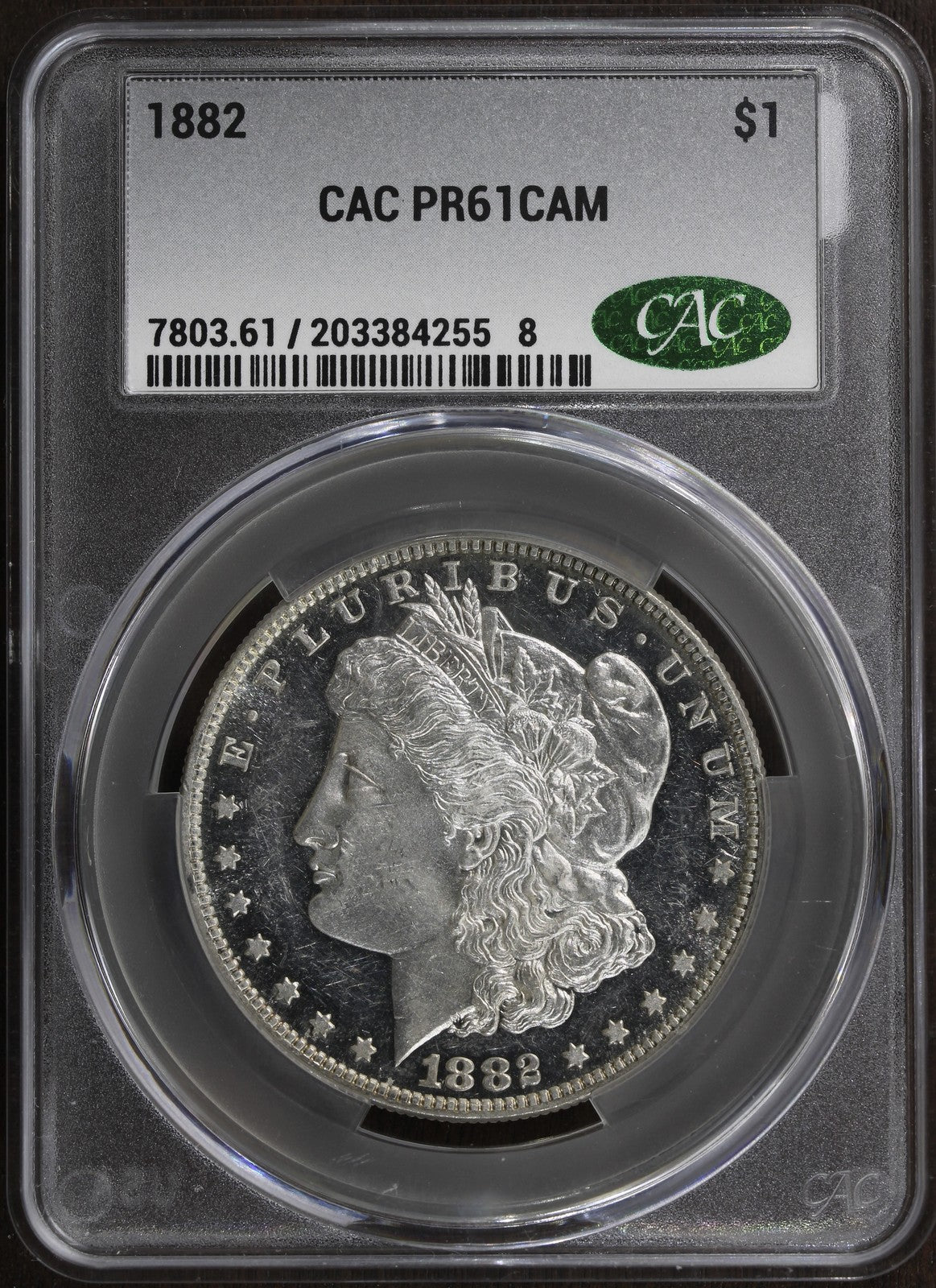 1882 (PR61 CAMEO CAC) Proof Morgan Silver Dollar $1 CACG - Lovely Surfaces