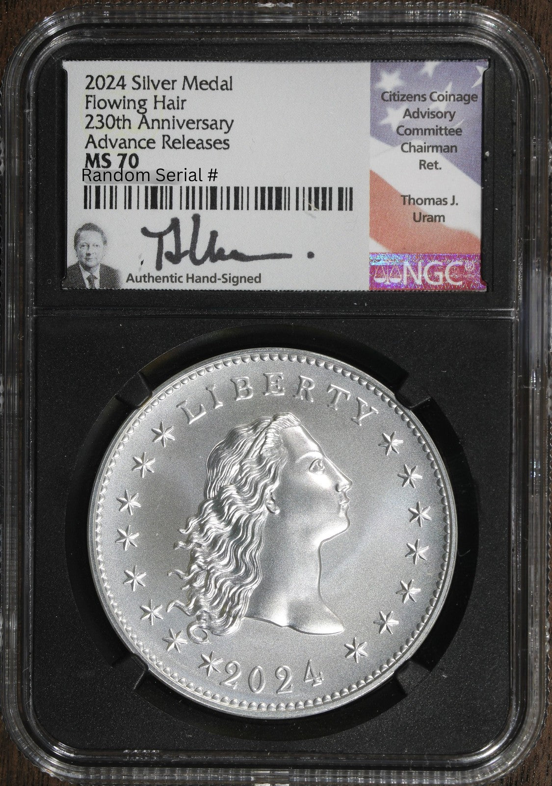 2024 (MS70) Flowing Hair Silver Medal 230th Anniversary NGC Advanced Releases
