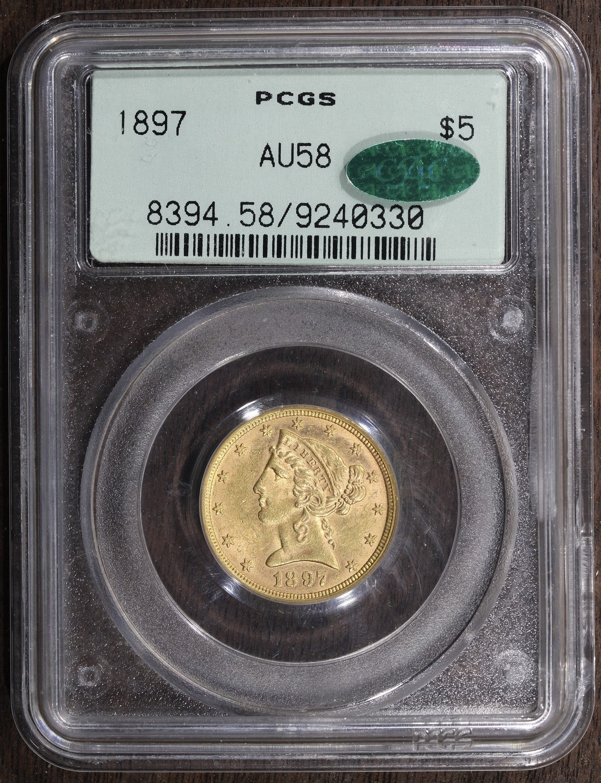 1897 (AU58 CAC) Liberty Head Gold Half Eagle $5 PCGS OGH 2.1