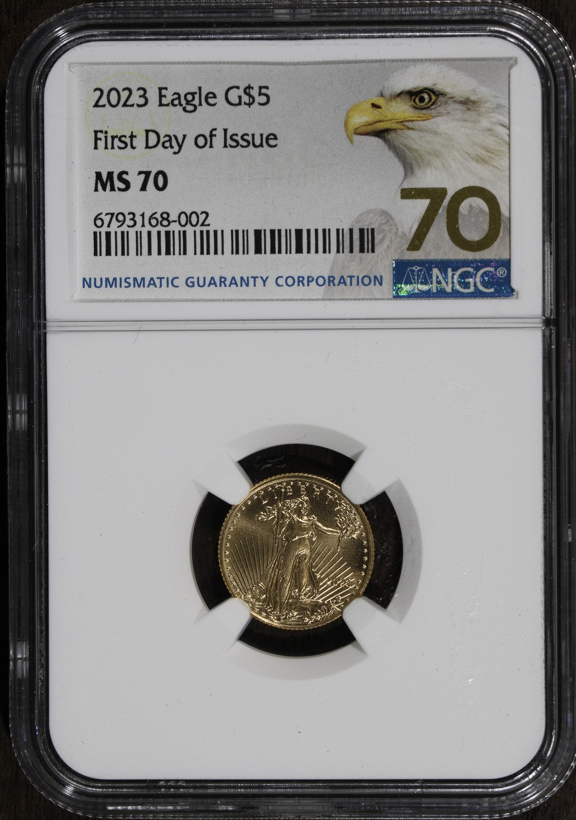 2023 (MS70) 1/10 Oz Gold Eagle $5 NGC - First Day of Issue FDOI