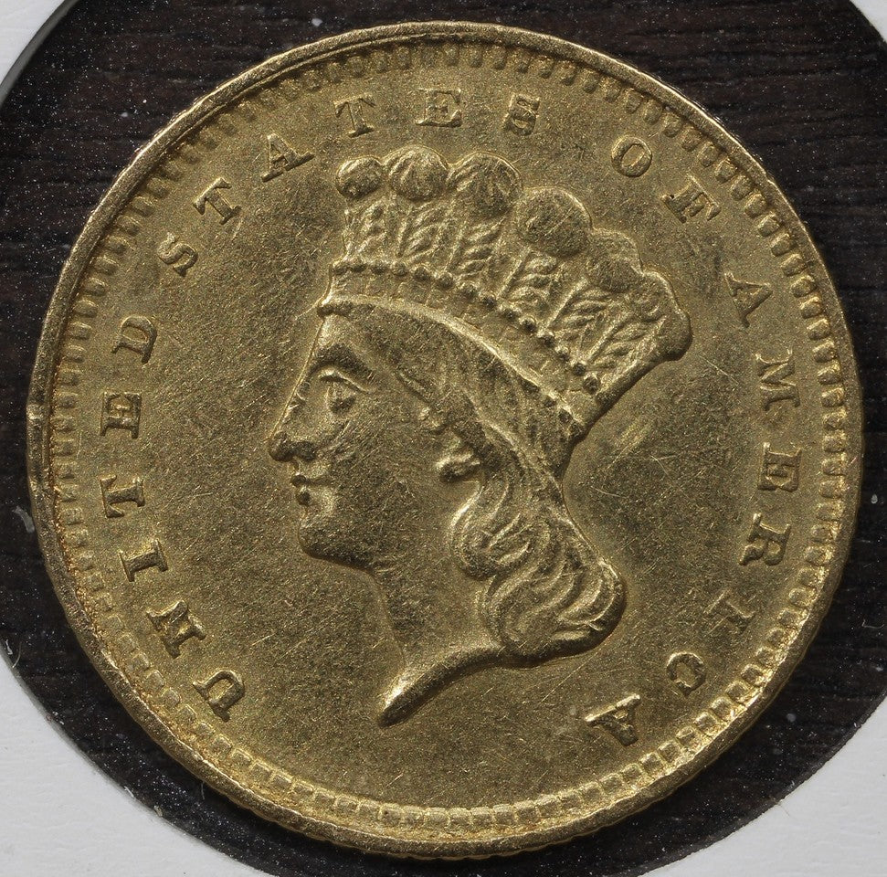 1861 Type 3 Liberty Head Gold Dollar G$1 - AU About Uncirculated