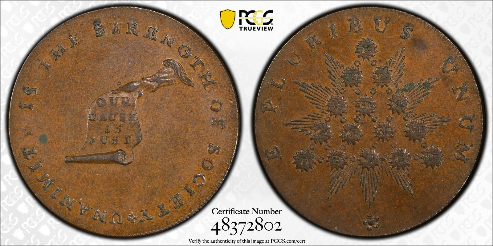 1790s (MS61BN) Kentucky Token Plain Edge 1/2P PCGS