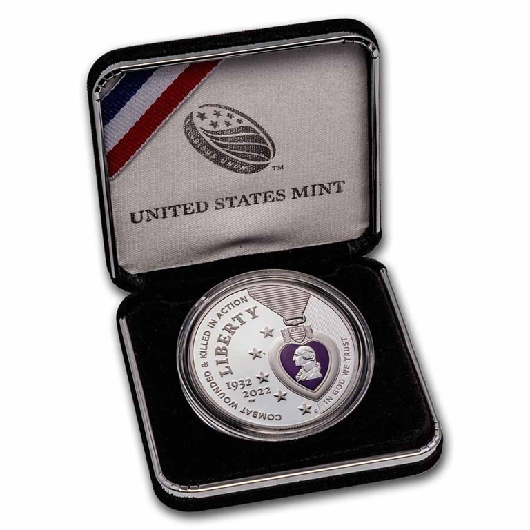 2022-W National Purple Heart Hall of Honor COLORIZED Silver Dollar Coin OGP