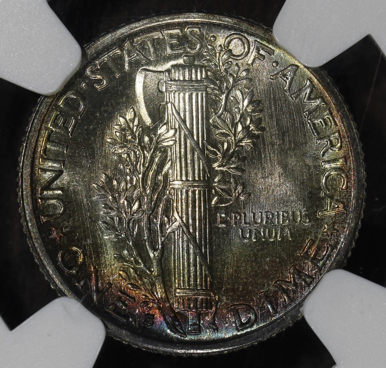 1940-S (MS67+ STAR FB) Mercury Dime 10C NGC - Rainbow Toned, Plus and STAR!