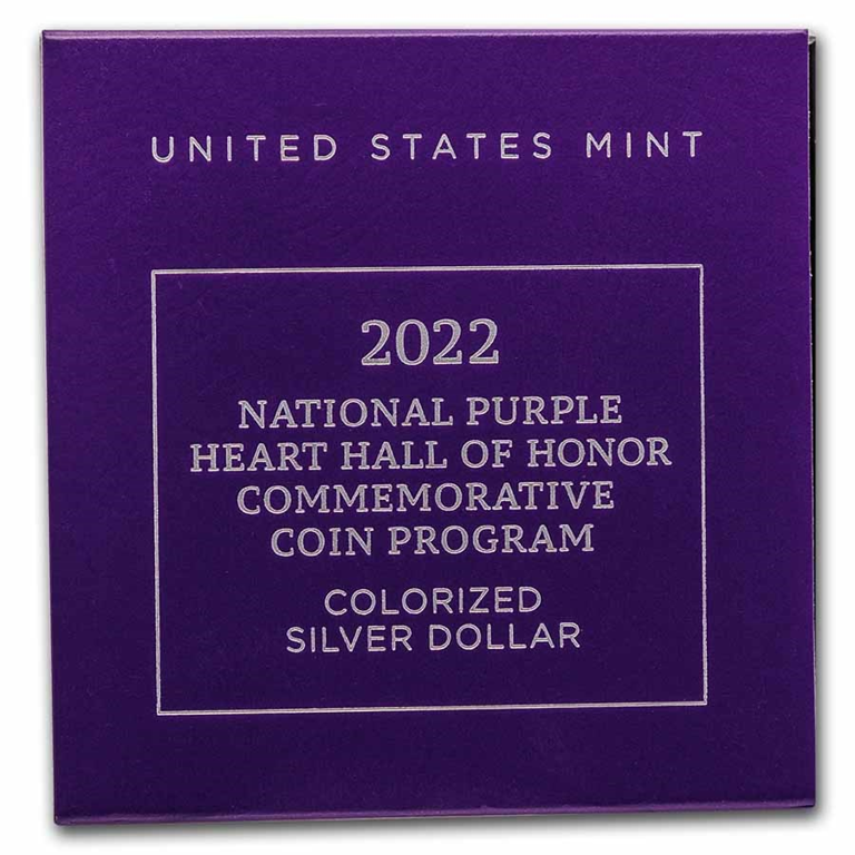 2022-W National Purple Heart Hall of Honor COLORIZED Silver Dollar Coin OGP