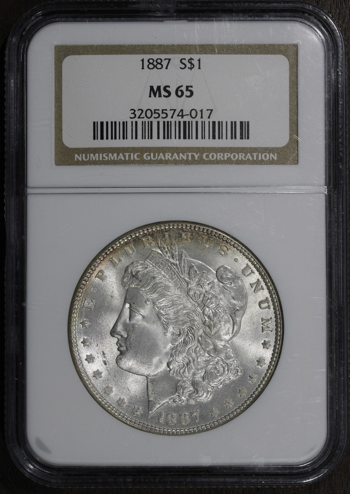 1887 (MS65) Morgan Silver Dollar $1 NGC - GEM