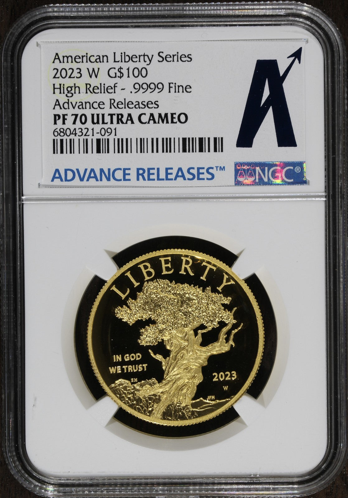 2023-W (PF70) 1 oz High Relief Proof Gold American Liberty $100 NGC - AR