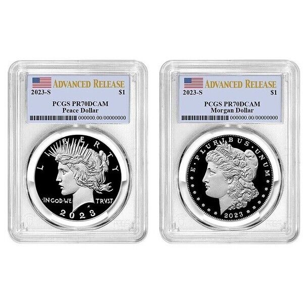 2023 (MS70/PR70) 6-Coin Set $1 Morgan & Peace Dollar AR Advance Release PCGS