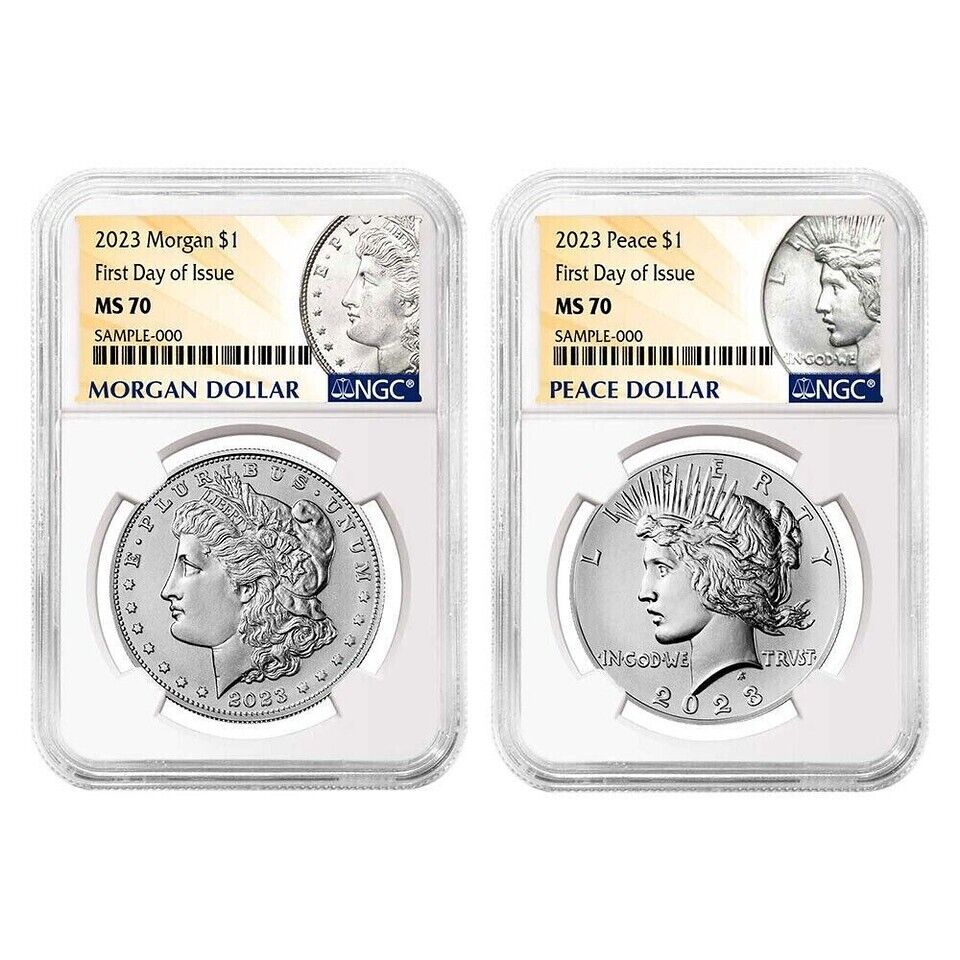 2023 (MS/PF/RP70) Six 6-Coin Set $1 Morgan & Peace Dollar FDOI NGC