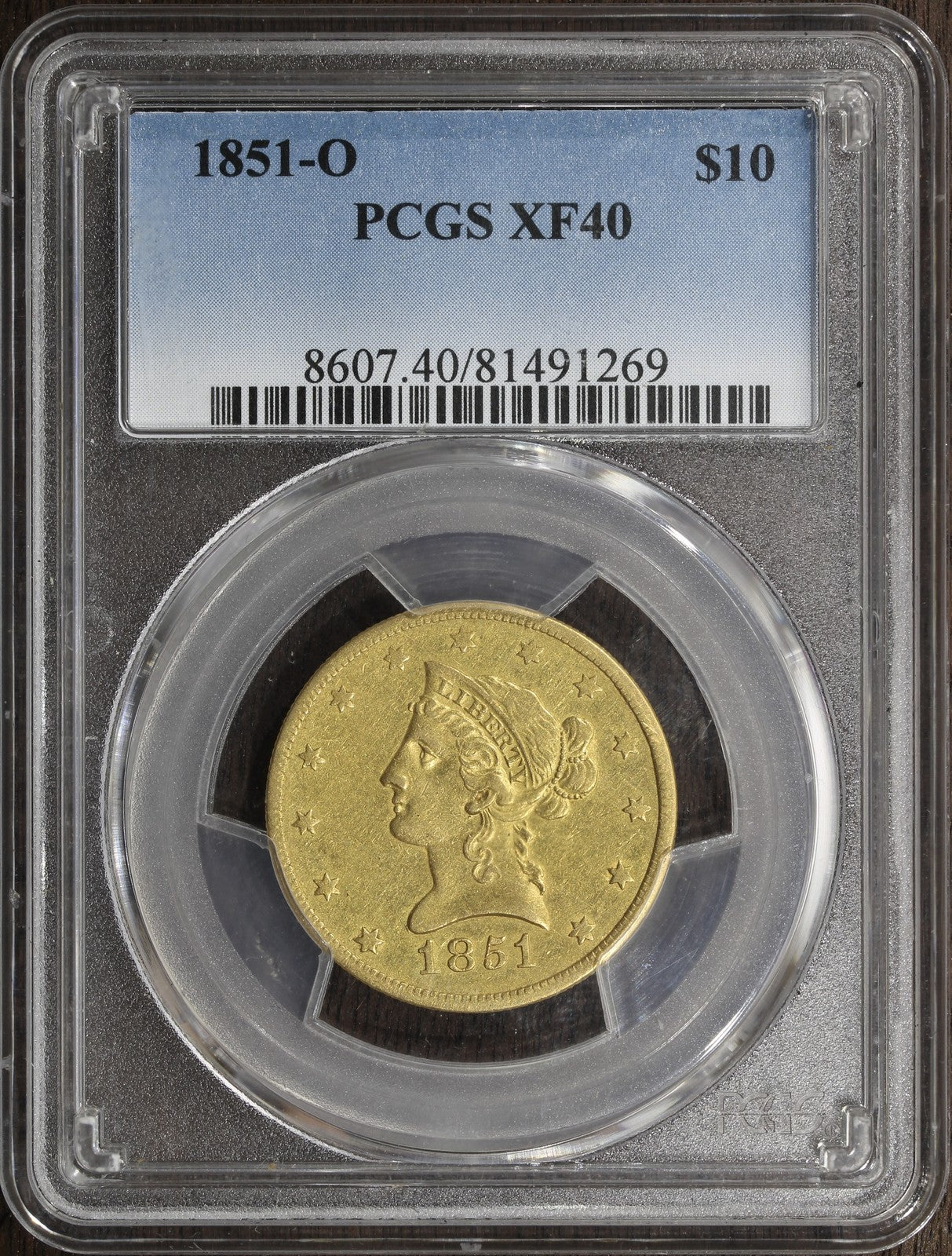 1851-O (XF40) Liberty Head Gold Eagle $10 PCGS - Early New Orleans Gold!