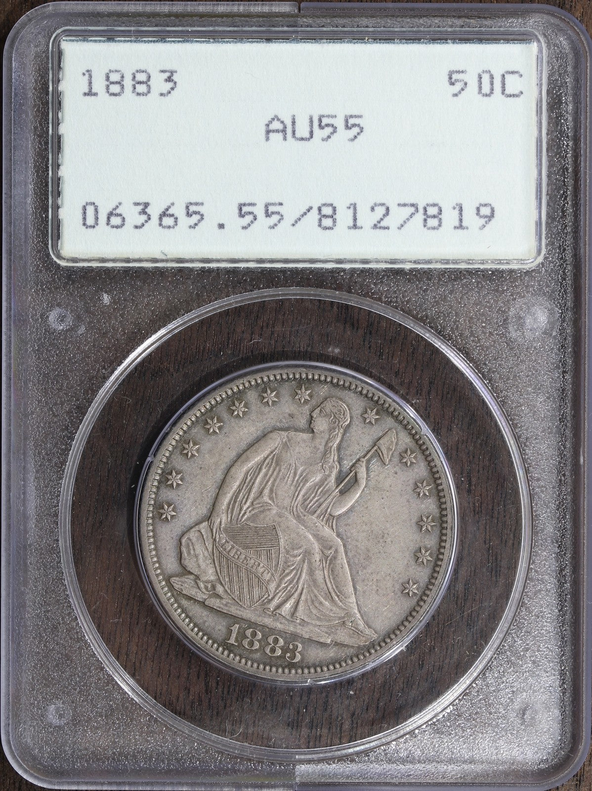 1883 (AU55) Seated Liberty Half Dollar 50C PCGS Rattler - Better Date