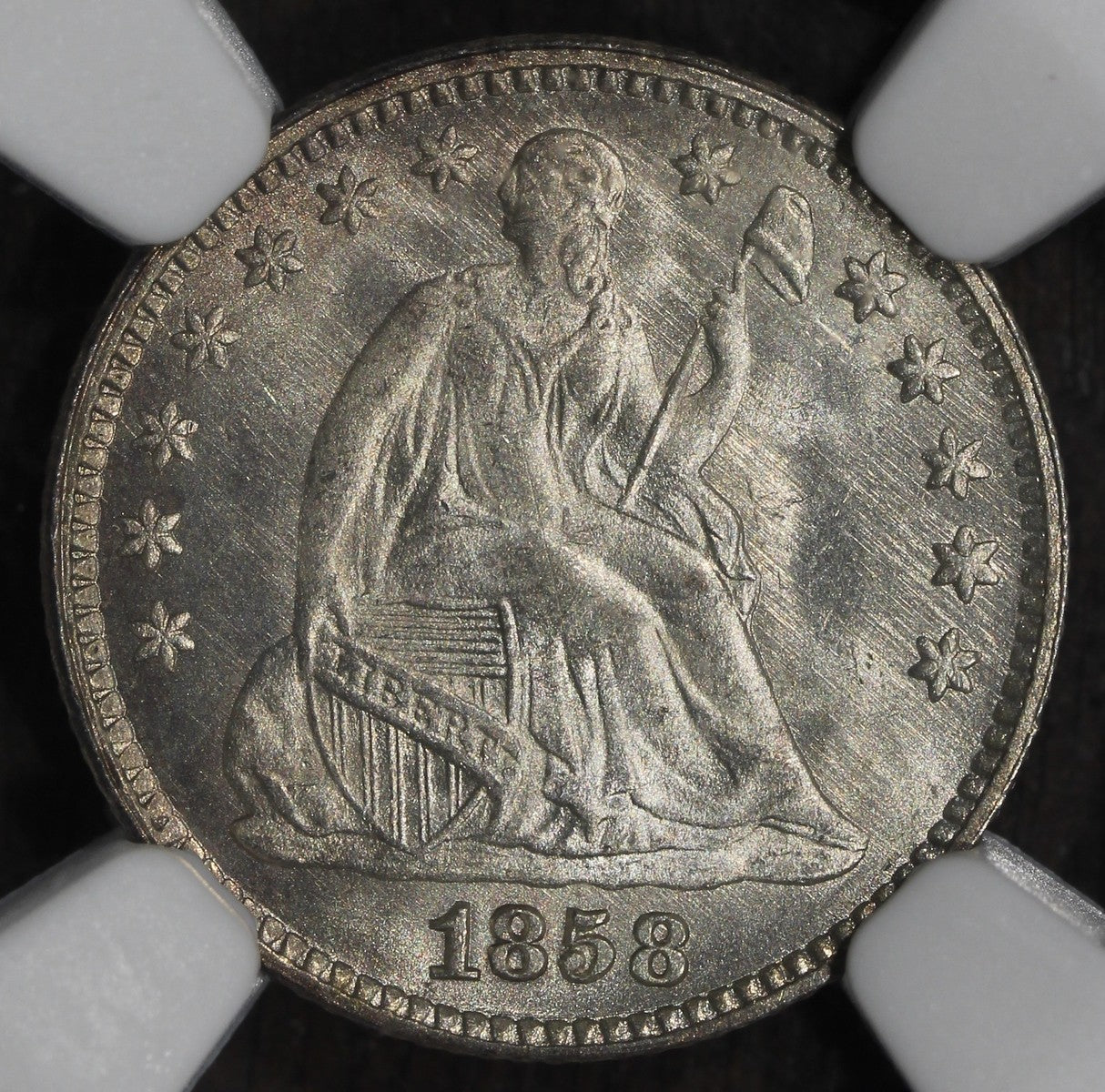 1858 (MS67) Seated Liberty Half Dime H10C NGC - Superb GEM!