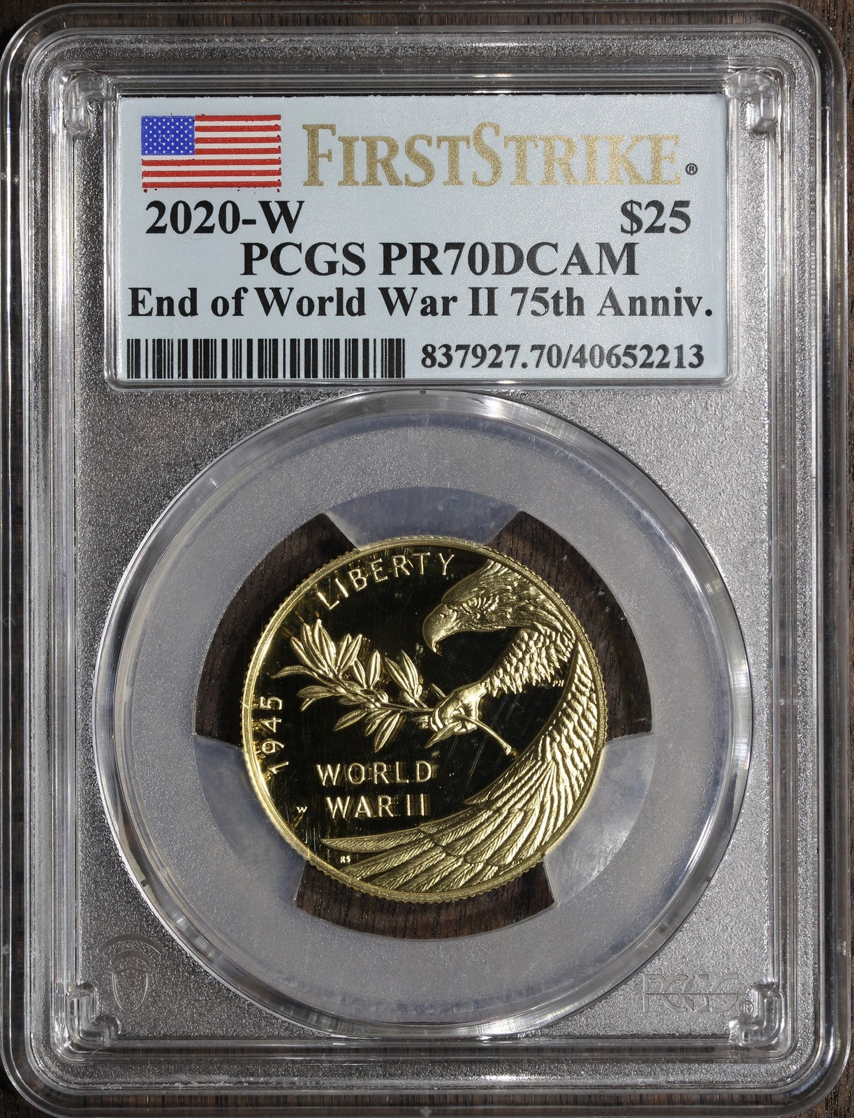 2020-W (PR70 DCAM) End of World War II 1/2 oz Gold Coin $25 - 75 Anniversary