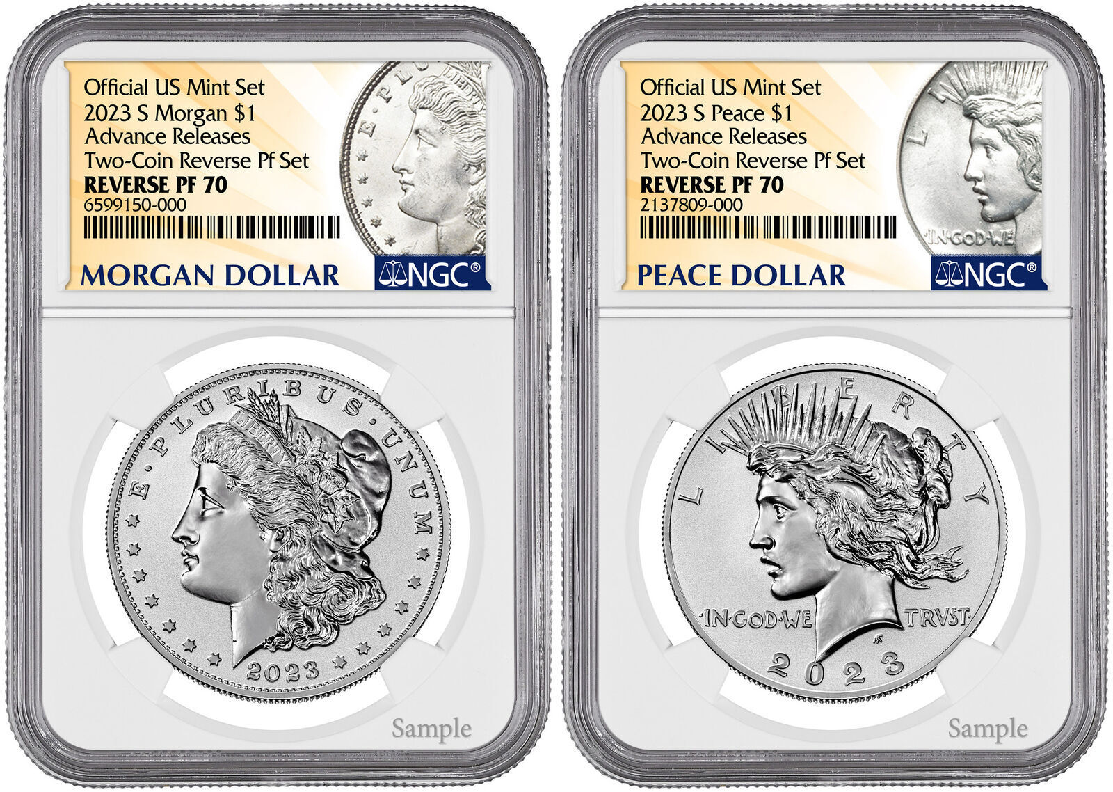 2023 (MS/PR 70) 6-Coin Set $1 Morgan & Peace Advanced Release AR NGC