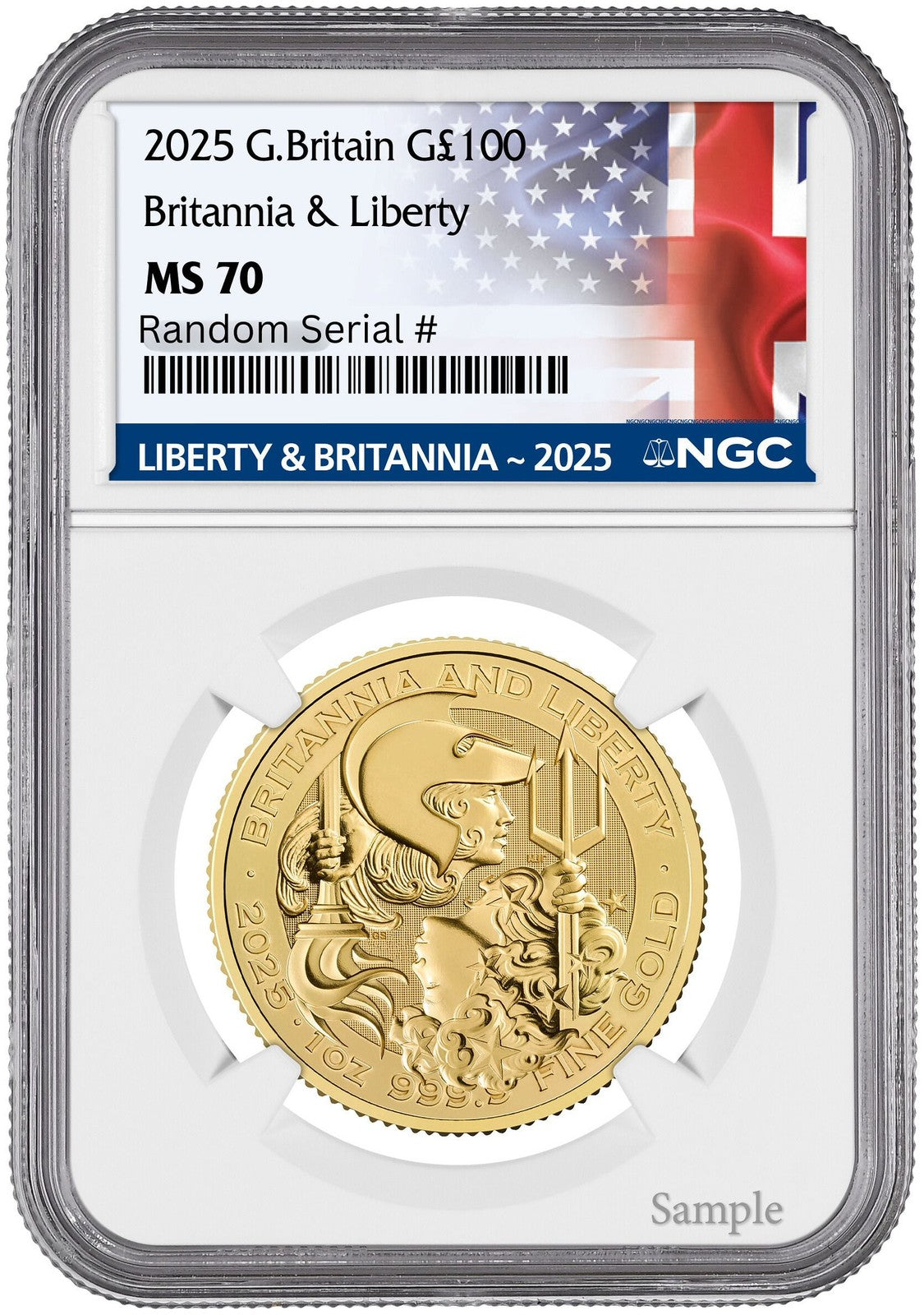 2025 (MS70) Britannia & Liberty Gold 1 Oz £100 NGC - UK Mint