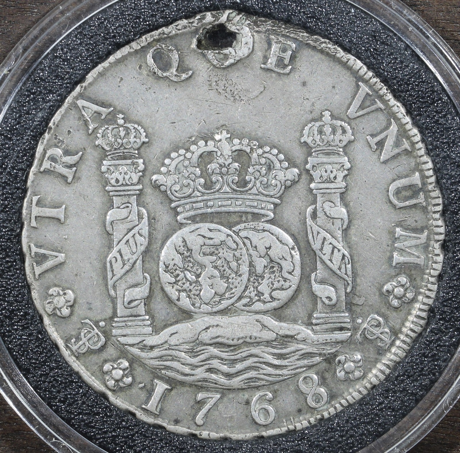 1768-PTS Bolivia Silver Pillar 8 Reales 8R - Potosi Mint, Holed
