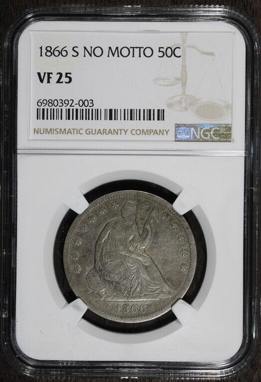 1866-S (VF25) Seated Liberty Half Dollar (No Motto) 50C NGC
