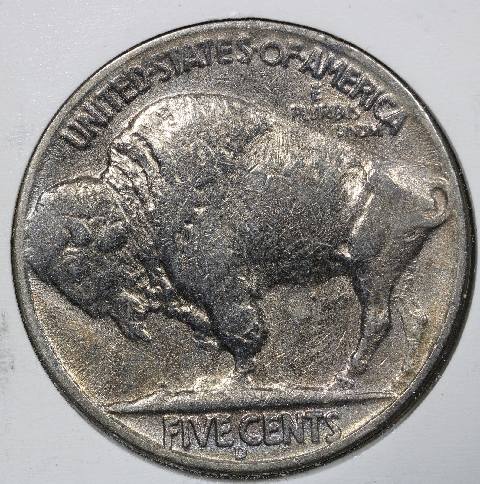 1937-D 3 Legged Buffalo Nickel 5C - AU KEY VARIETY Nice Color