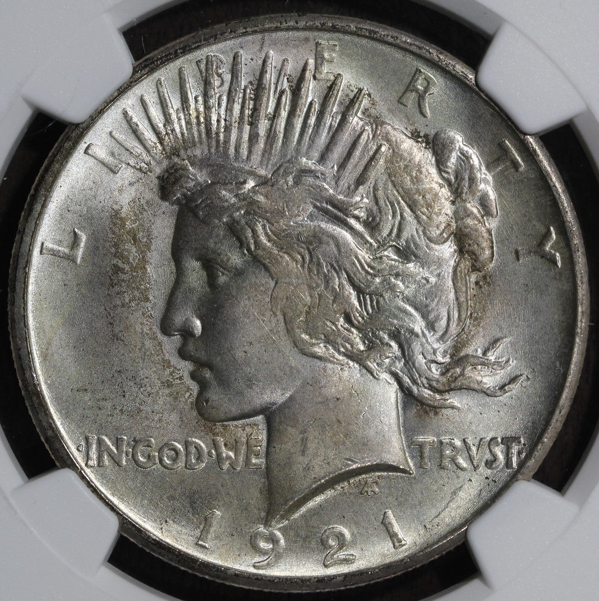 1921 (MS65+ CAC) High Relief Peace Silver Dollar $1 NGC - Gem!