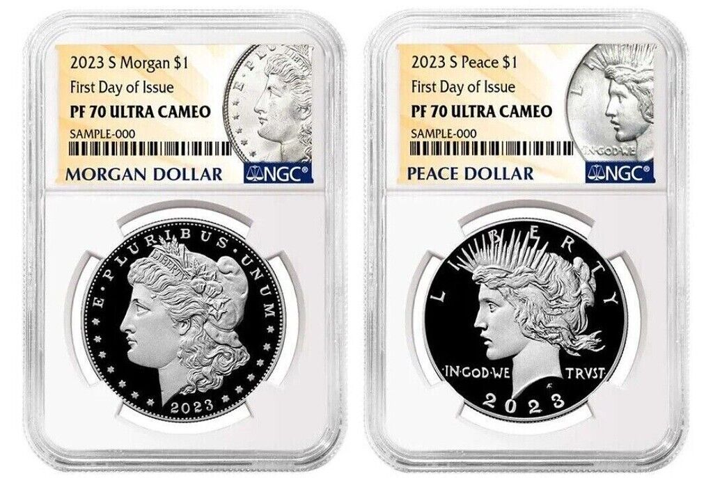 2023 (MS/PF/RP70) Six 6-Coin Set $1 Morgan & Peace Dollar FDOI NGC