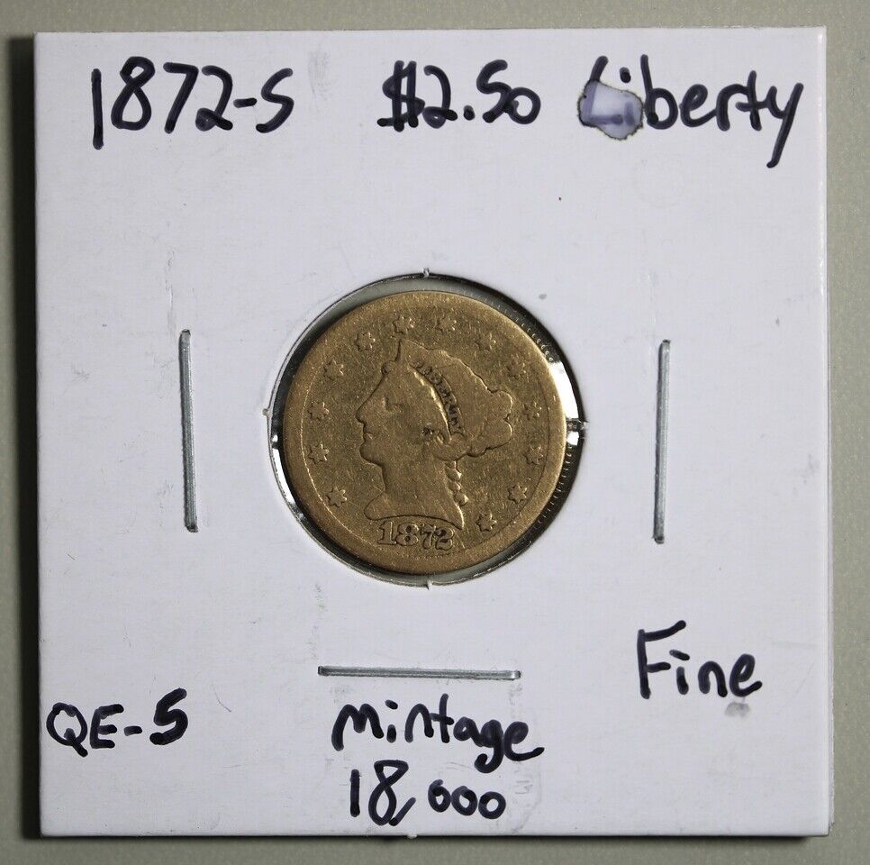 1872-S Liberty Head Gold Quarter Eagle $2.50 - San Francisco - F