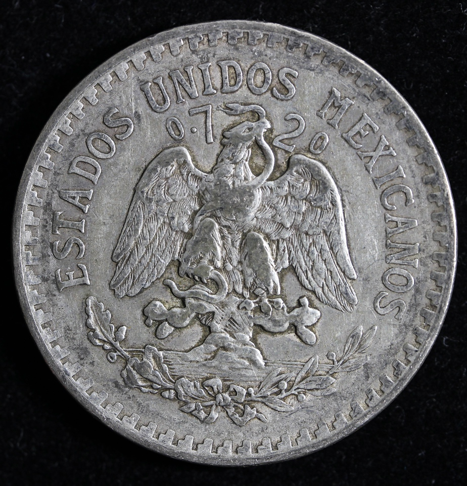 (1) 1920 Mexico Silver Coin Un Peso Cap and Rays .720 Fine Silver Plata