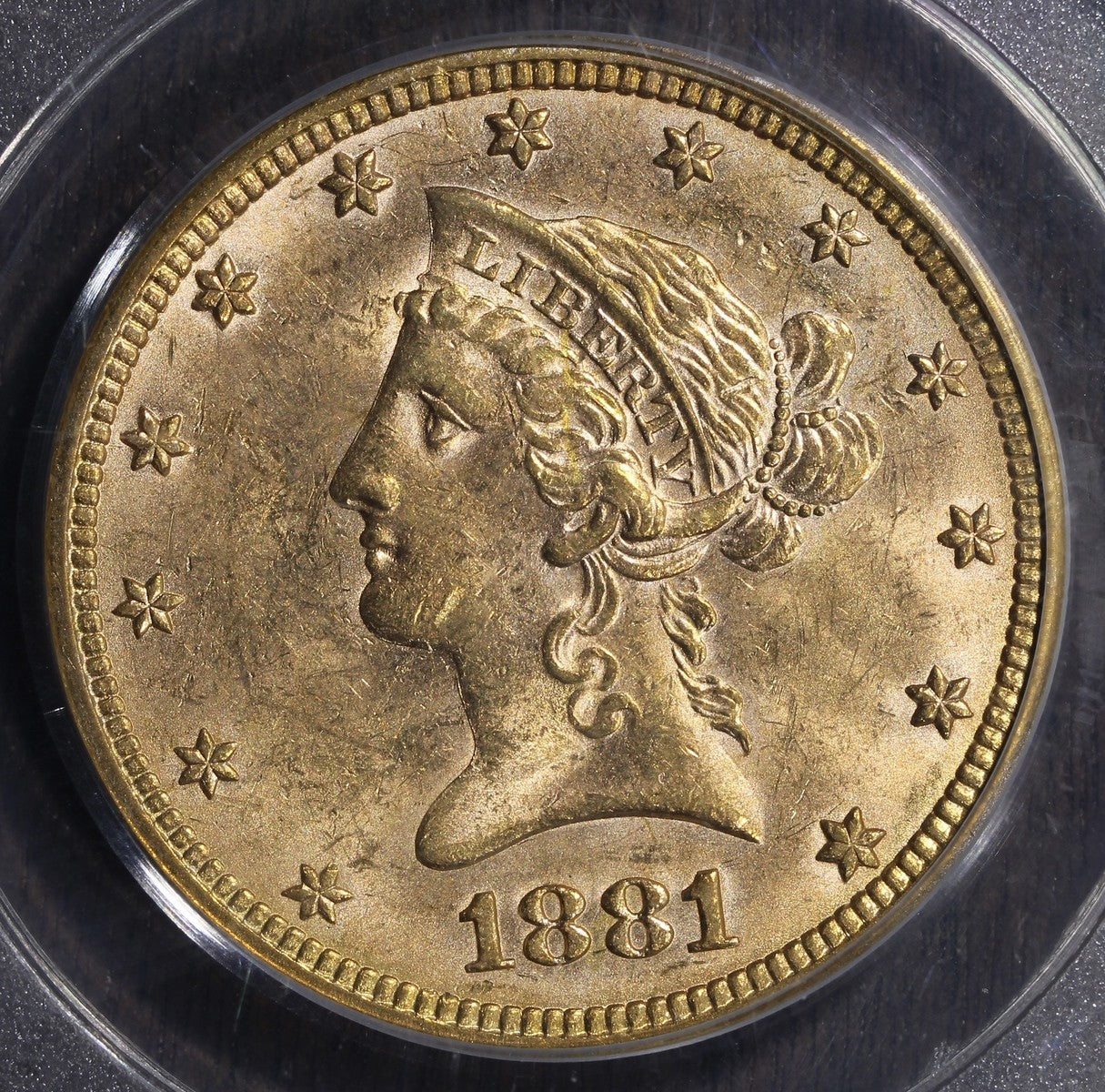 1881 (AU58 CAC) Liberty Head Gold Eagle $10 PCGS OGH