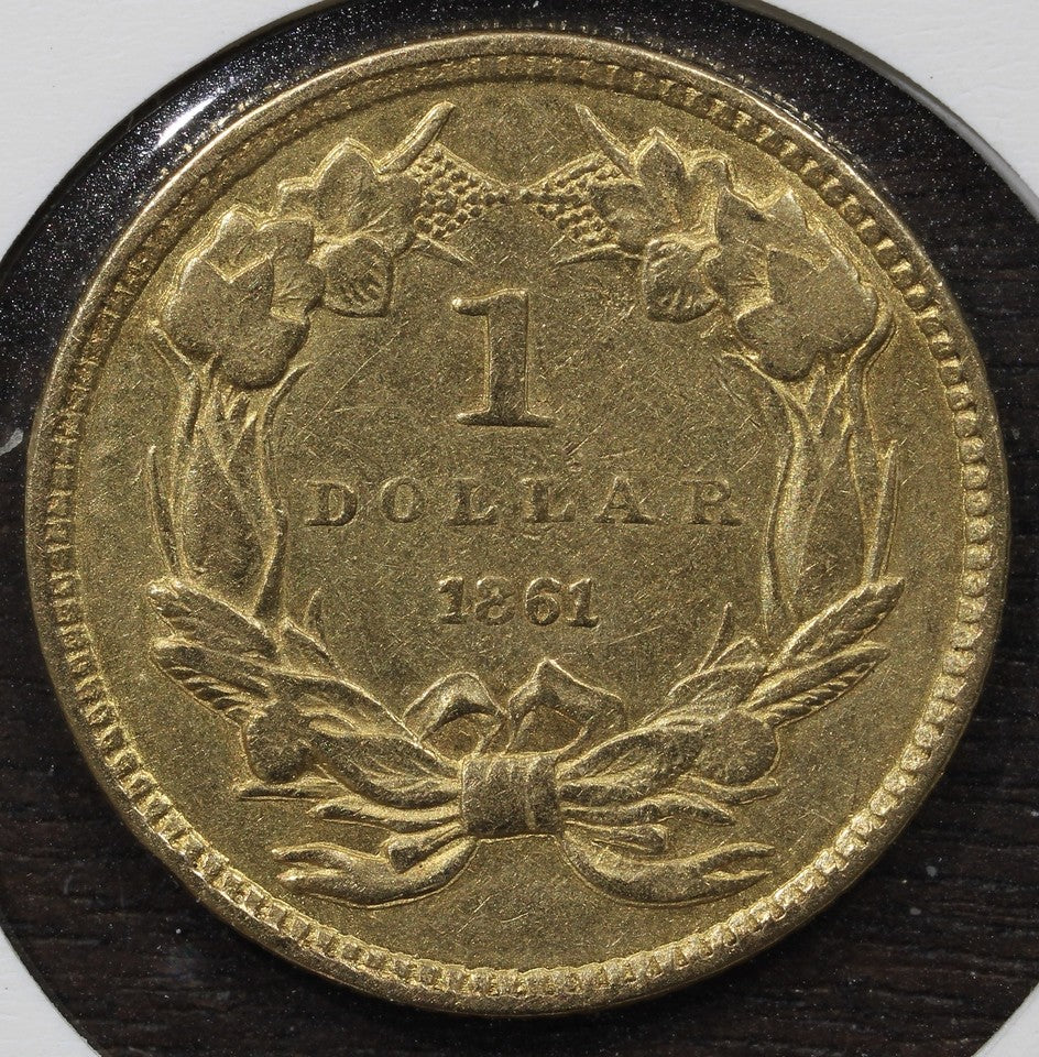 1861 Type 3 Liberty Head Gold Dollar G$1 - AU About Uncirculated