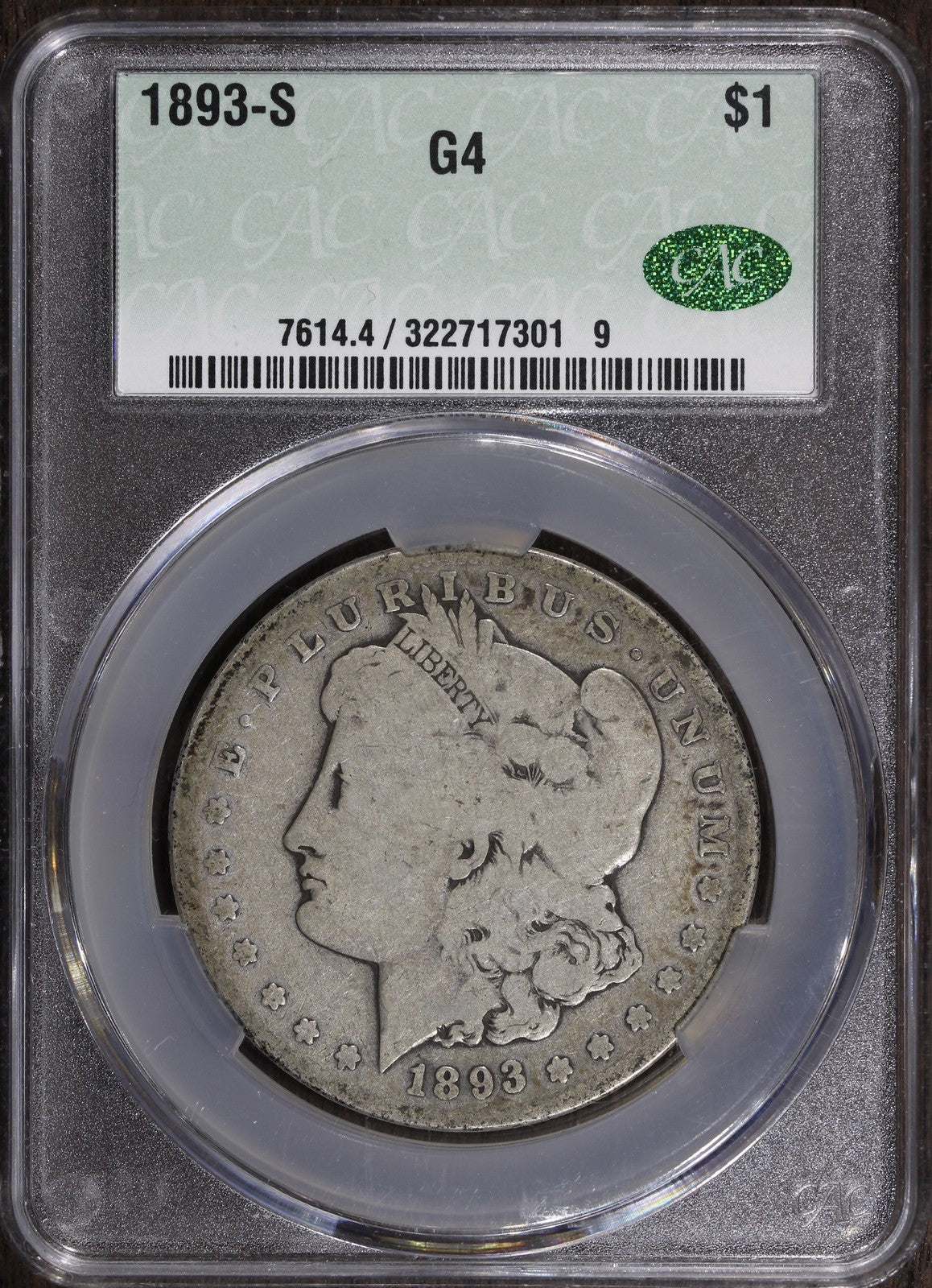 1893-S (G4 CAC) Morgan Silver Dollar $1 CACG - Key Date