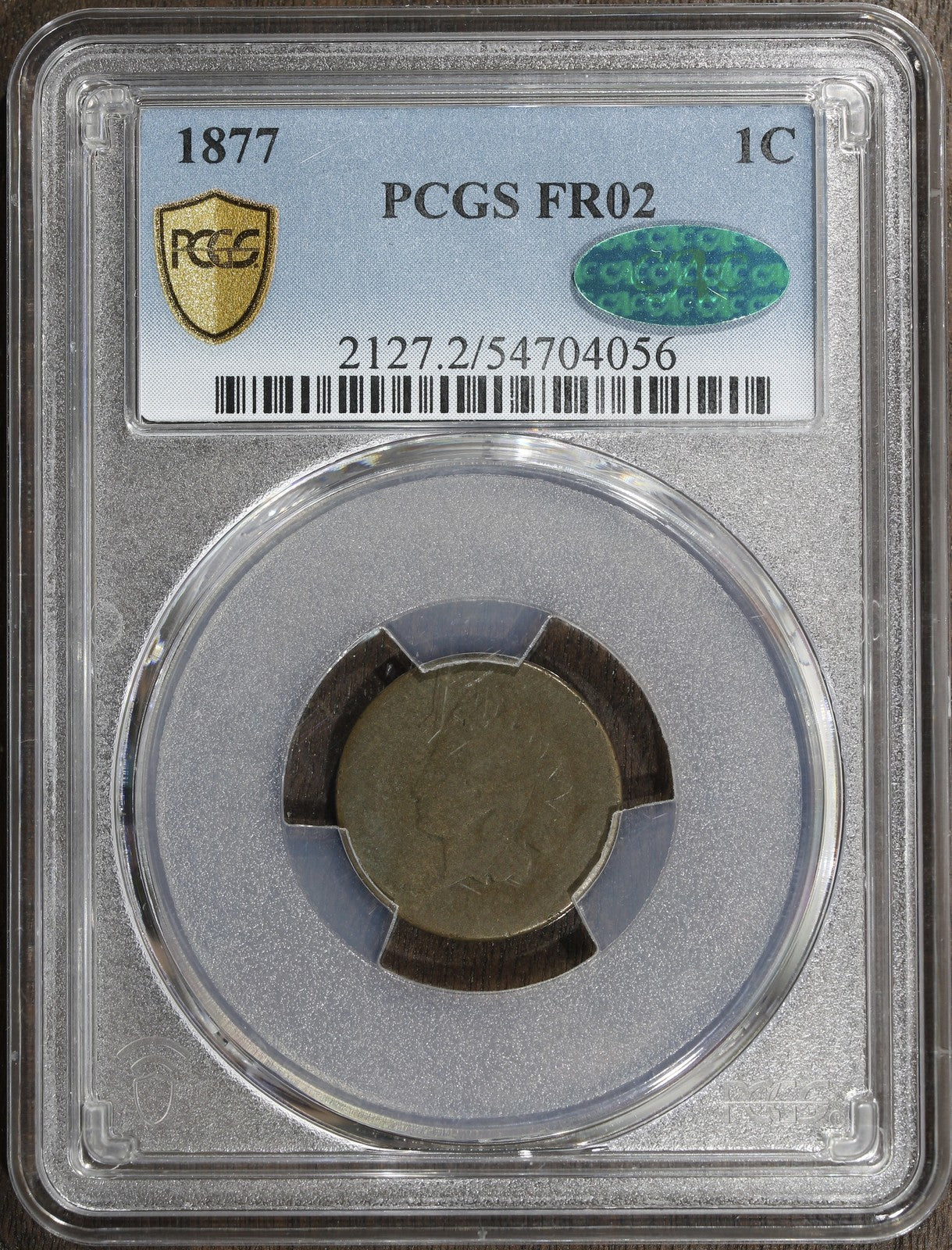 1877 (FR02 CAC) Indian Head Cent 1C IHC PCGS - KEY DATE