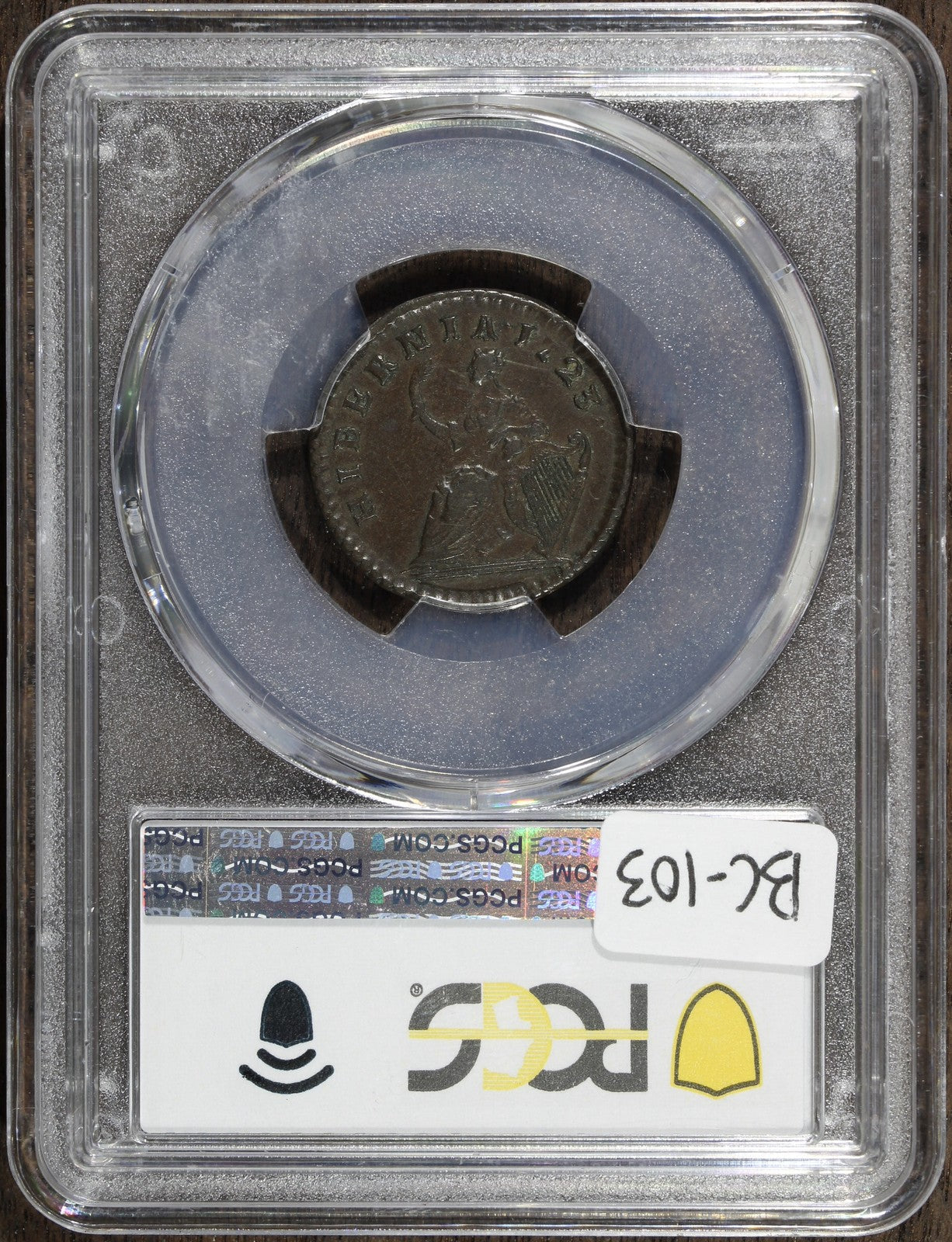 1723 (AU50) Hibernia Farthing Dei Gratia 1/4P PCGS - Colonial